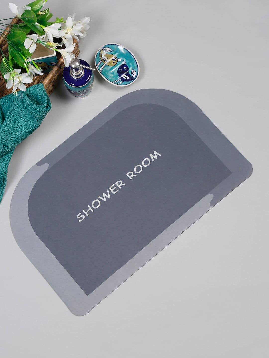 HOSTA HOMES Grey Printed Anti-Skid Water Soaking Doormat - view 1