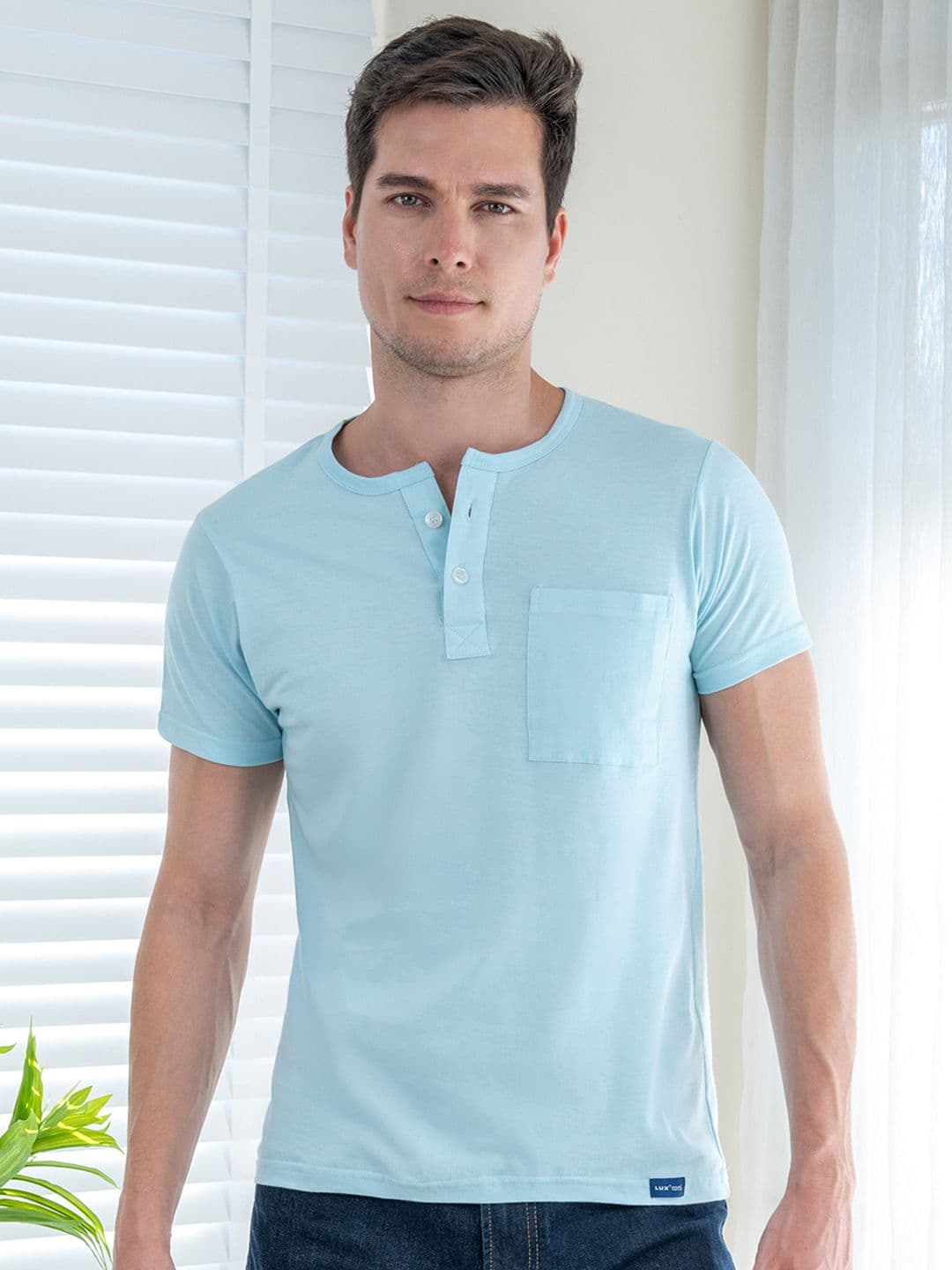 Lux Cozi Henley Neck Cotton Slim Fit T-shirt - view 1