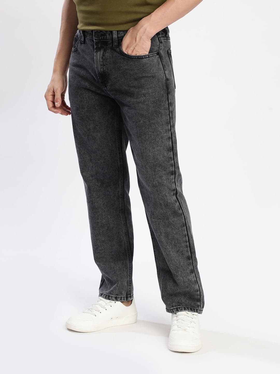 Bene Kleed Men Grey washed Relaxed Fit Pure Cotton Jeans - view 1