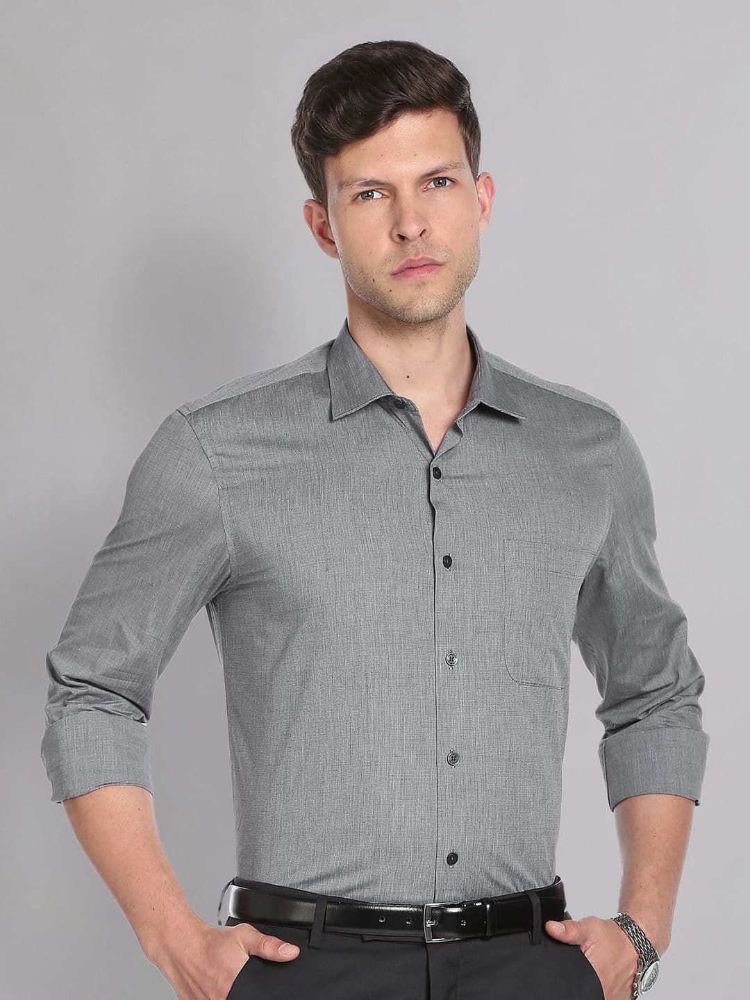 AD By Arvind Cutaway Collar Solid Cotton Formal Shirt - view 1