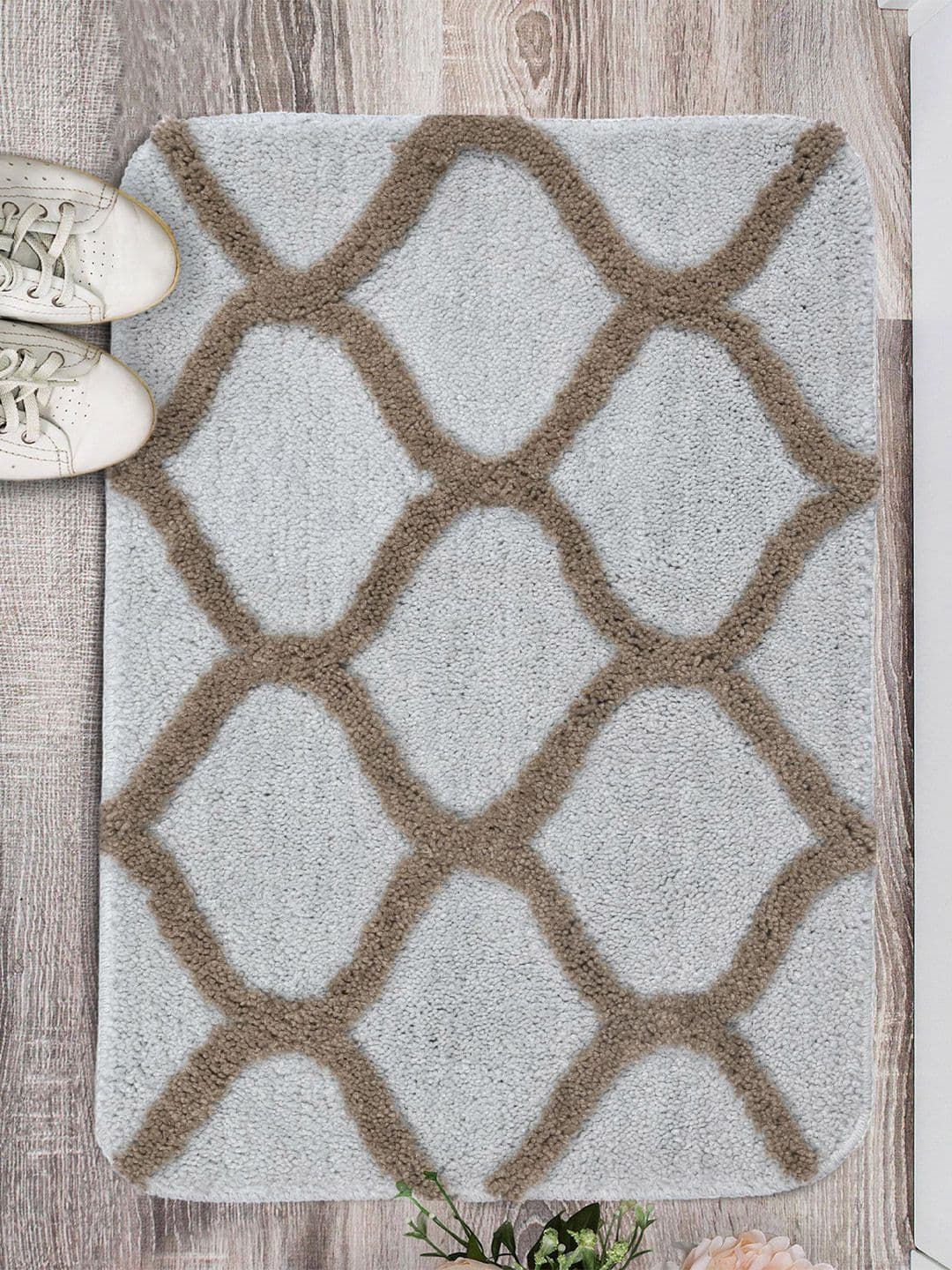 Saral Home Grey Textured Bath-Door Mat - view 1