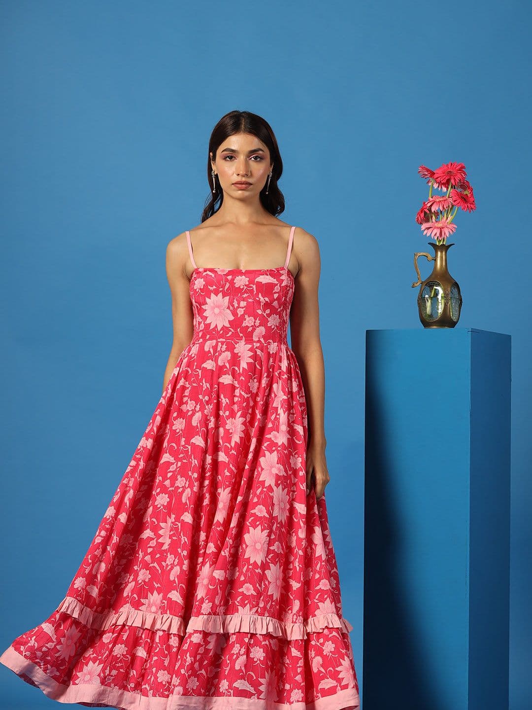 anayna Floral Printed Ruffles Fit & Flare Maxi Dress - view 1