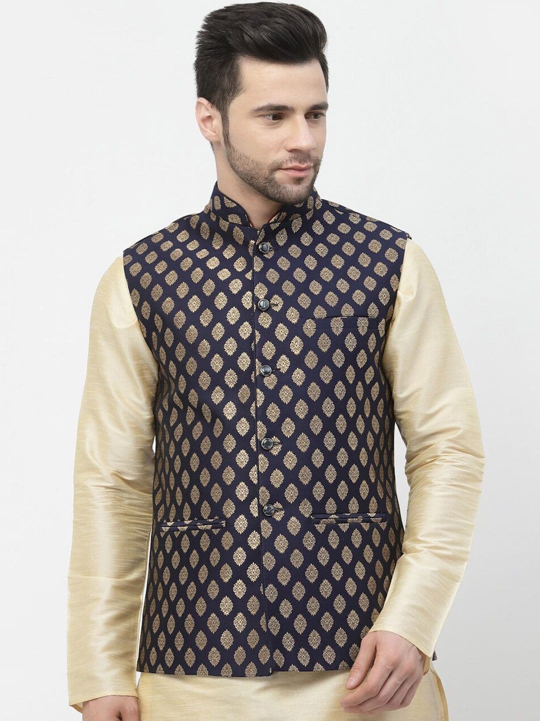 Badoliya & Sons Men Woven Design Nehru Jacket - view 1