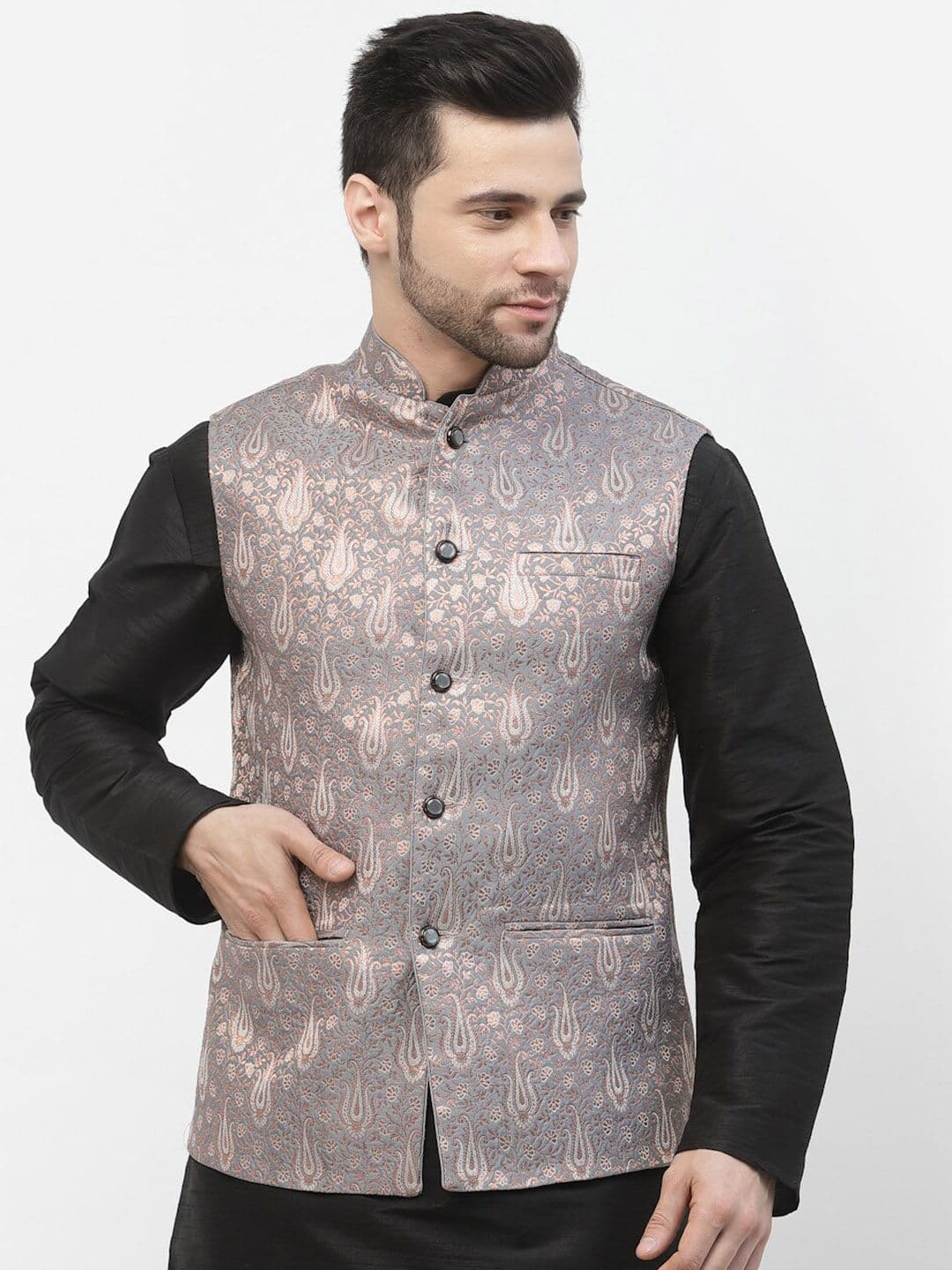 Badoliya & Sons Woven Design Nehru Jackets - view 1