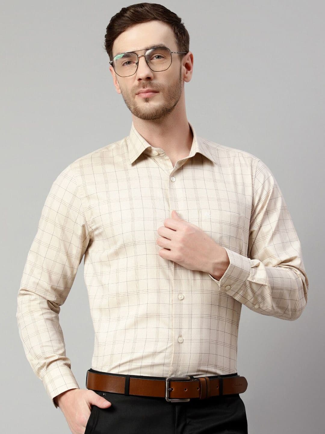Cantabil Grid Tattersall Checks Formal Shirt - view 1