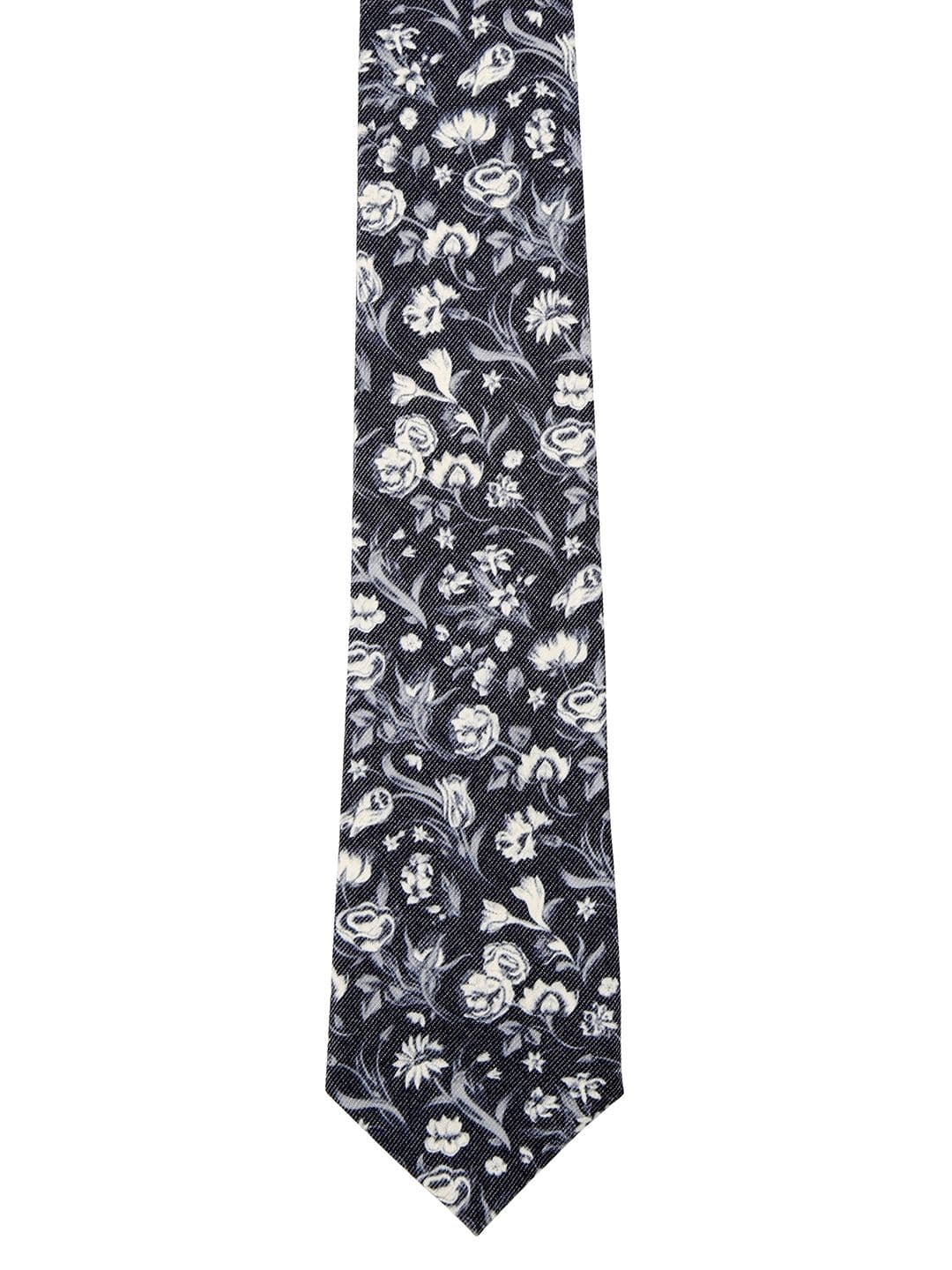 Blacksmith Men Charcoal Grey Floral Print Tie - view 1