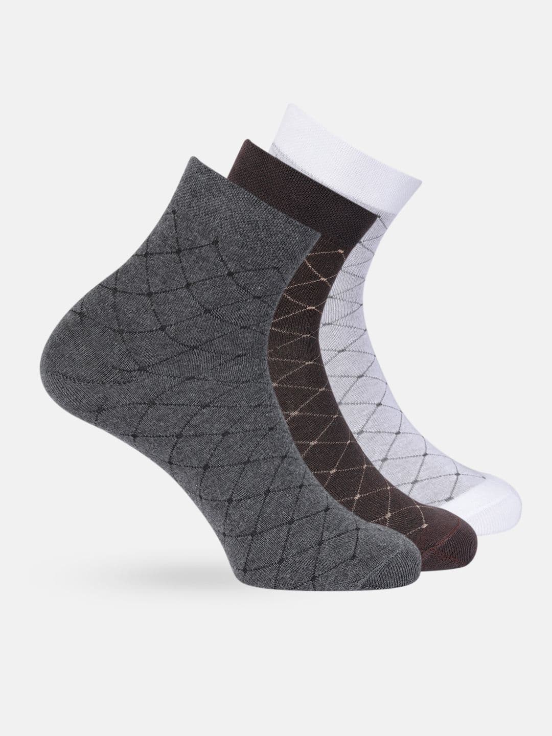 Mast & Harbour Men Set Of 3 Woven Design Patterned Above Ankle Formal Socks - view 1