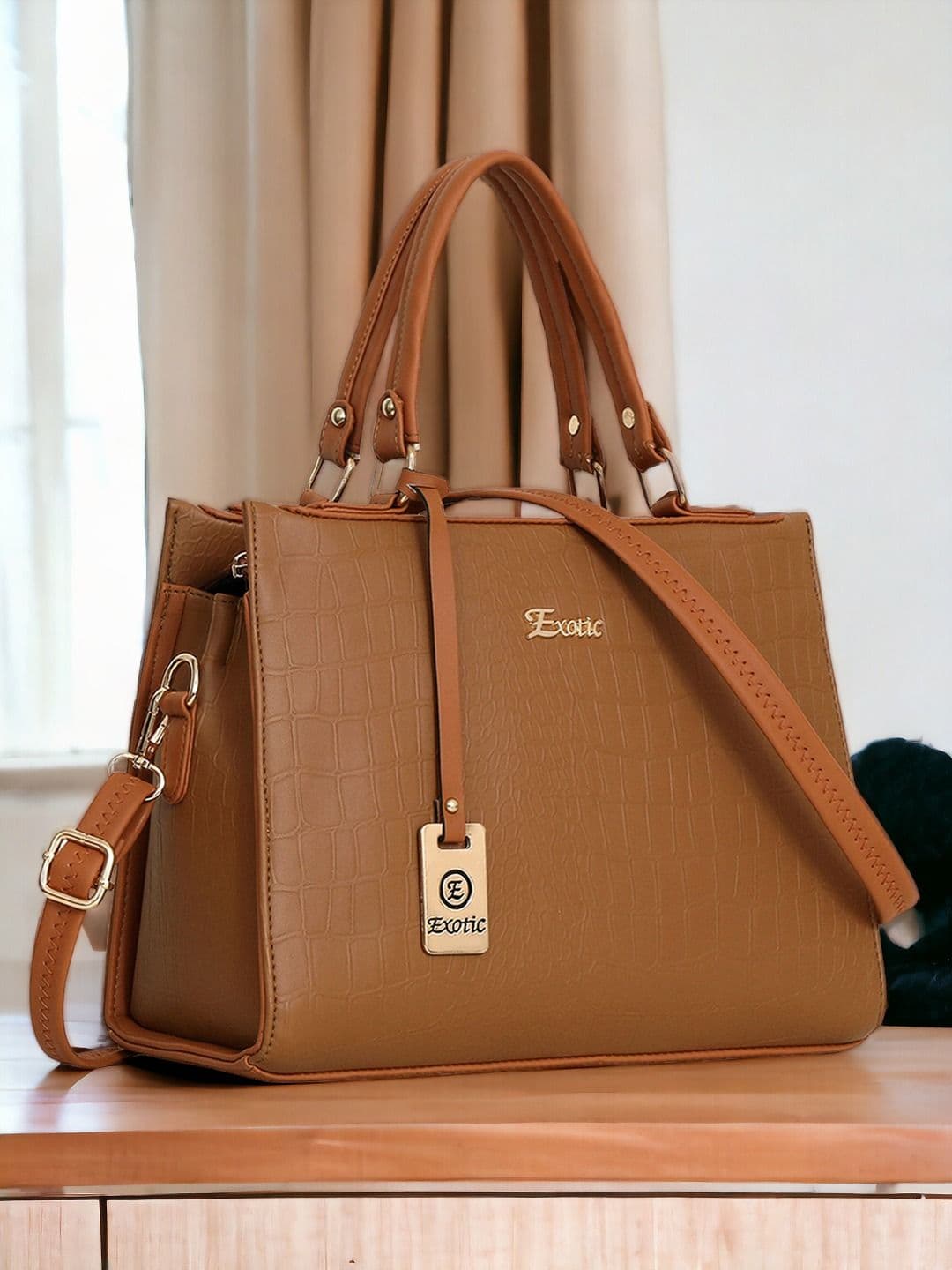 Exotic PU Structured Shoulder Bag - view 1