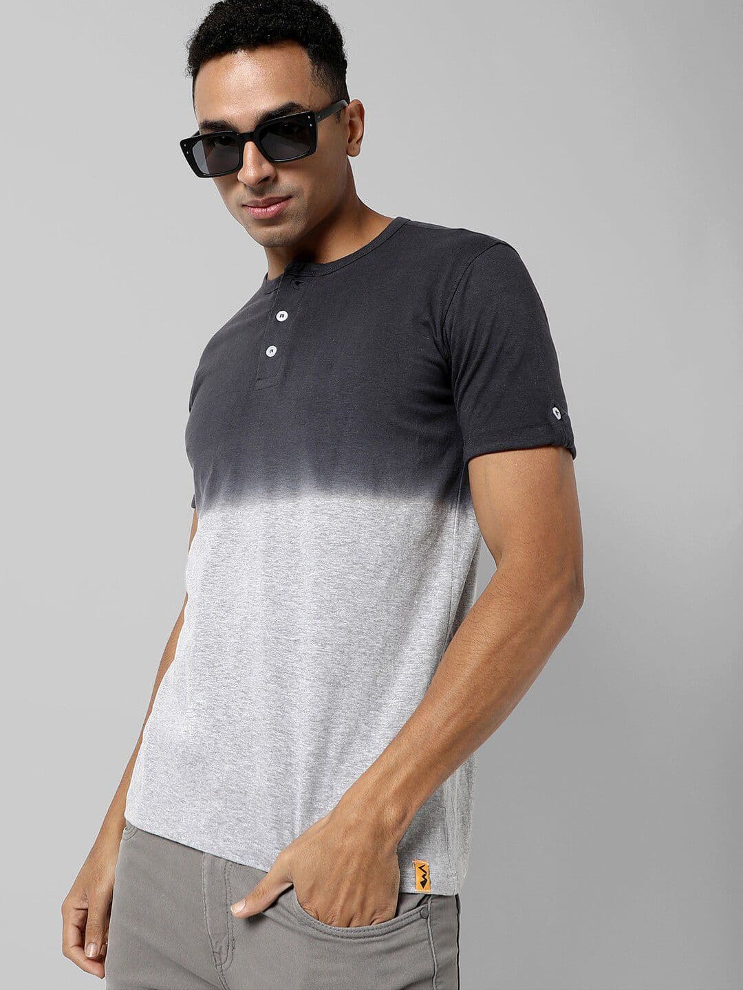 CAHOOT Tie & Dye Henley Neck Cotton T-shirt - view 1