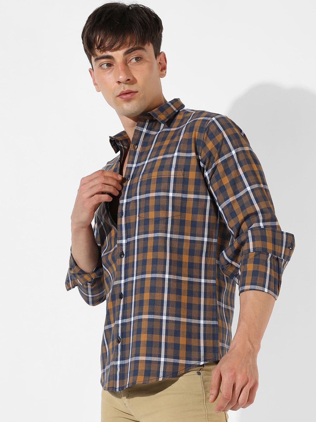 CAHOOT Classic Windowpane Checked Cotton Casual Shirt - view 1