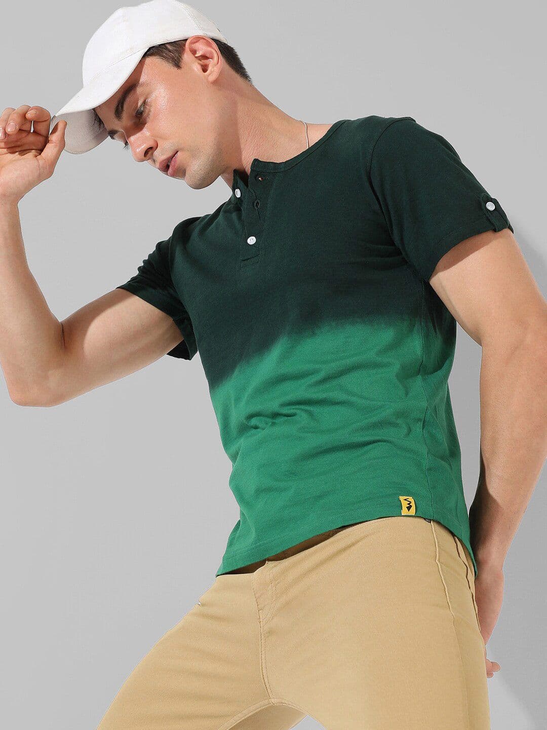 CAHOOT Tie and Dye Henley Neck Cotton T-shirt - view 1