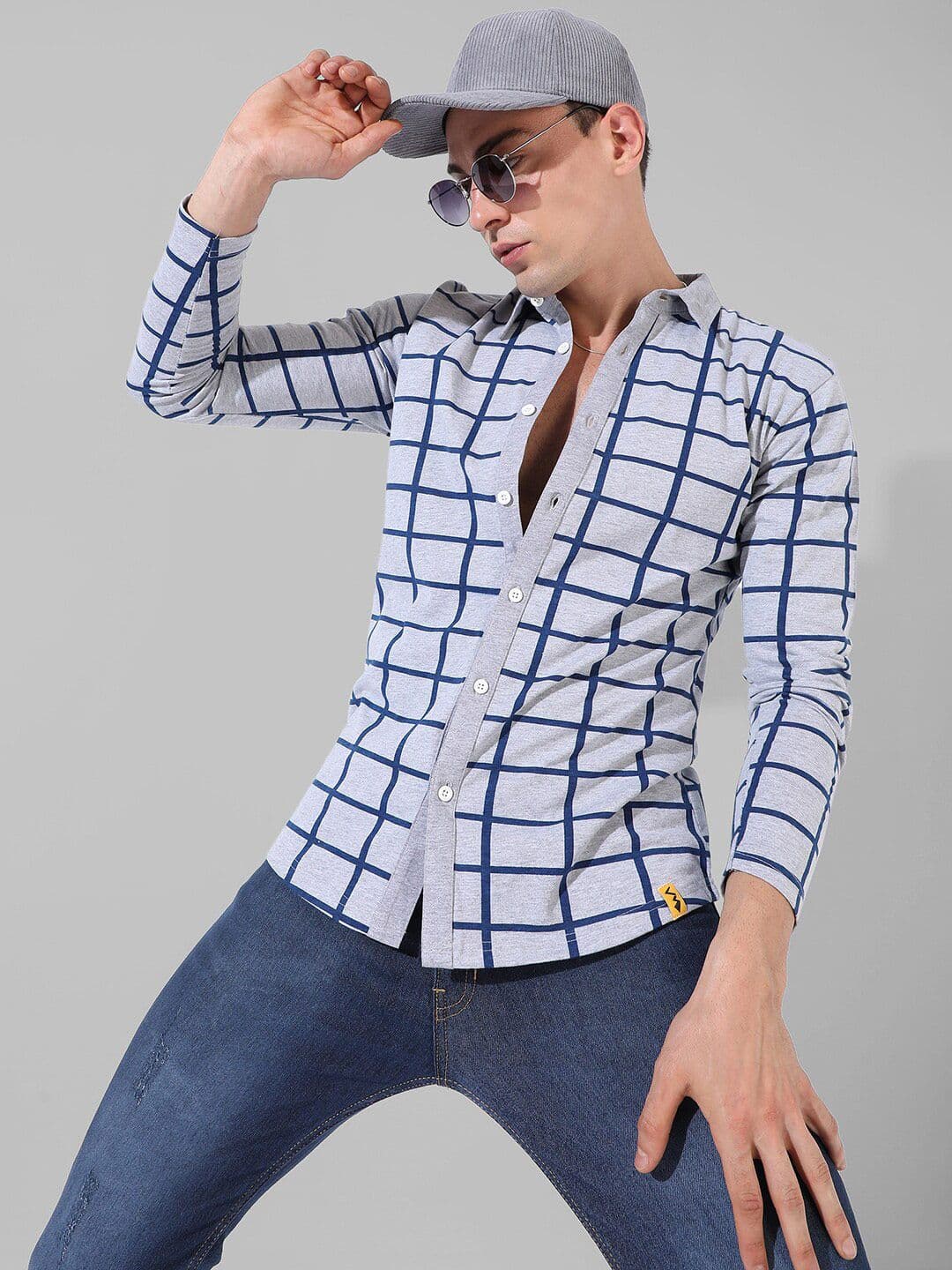 CAHOOT Classic Windowpane Checked Cotton Casual Shirt - view 1