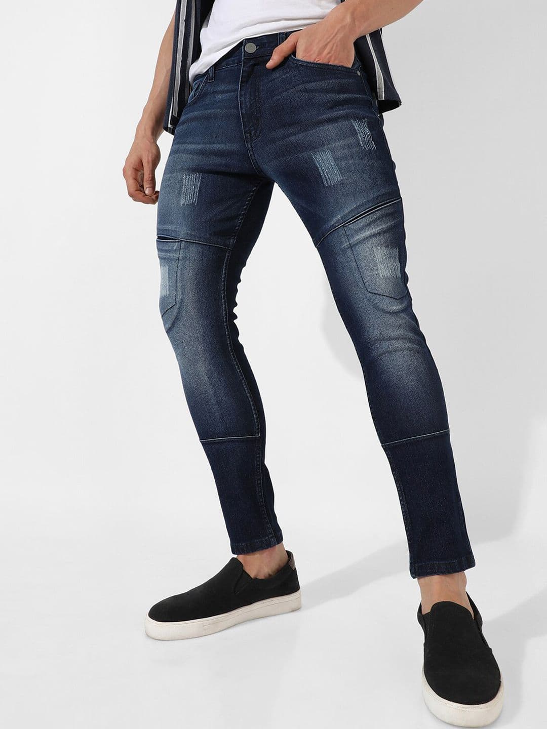 CAHOOT Men Smart Low Distressed Heavy Fade Mid-Rise Cropped Stretchable Jeans - view 1