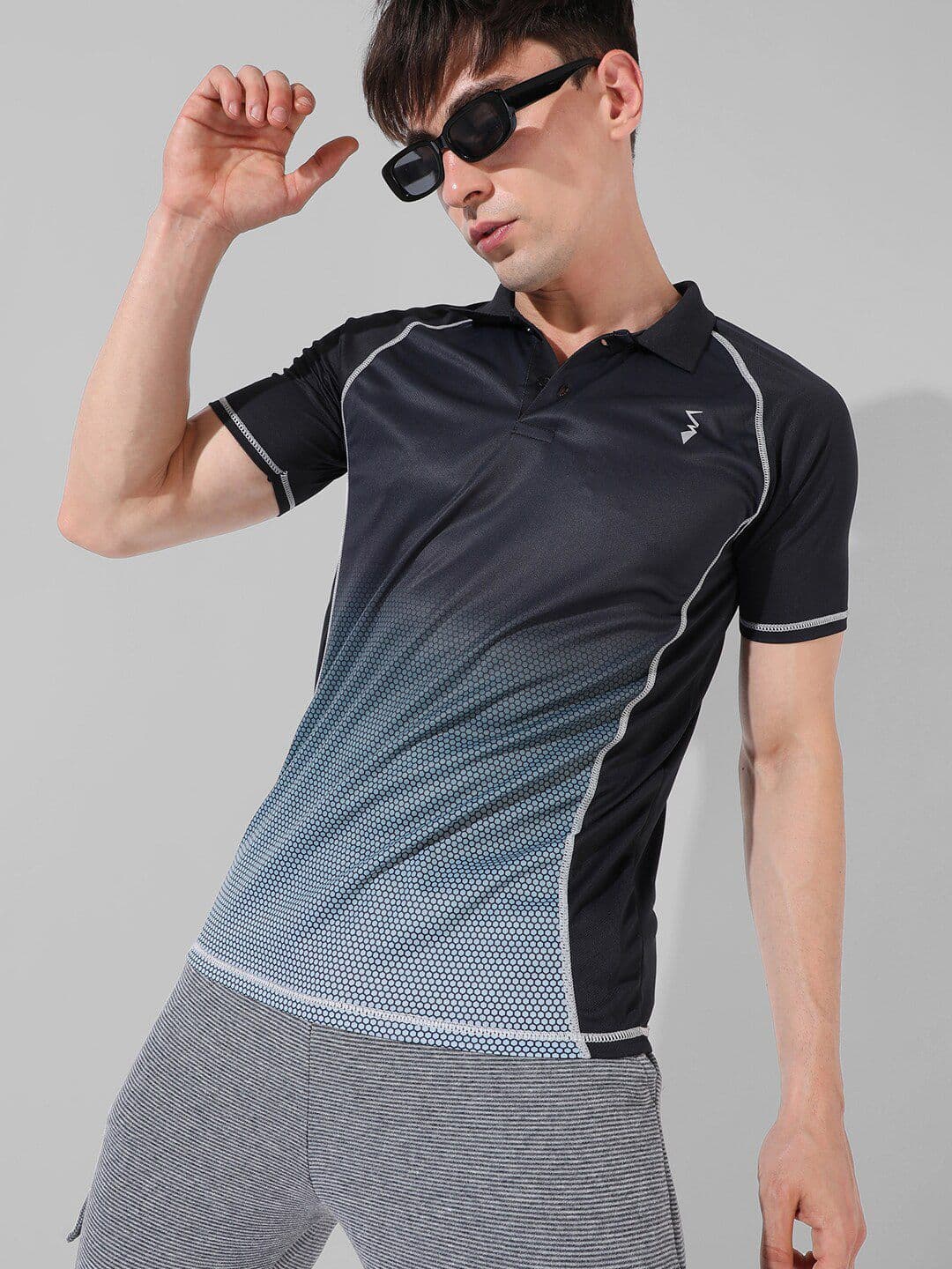 CAHOOT Geometric Printed Polo Collar T-shirt - view 1