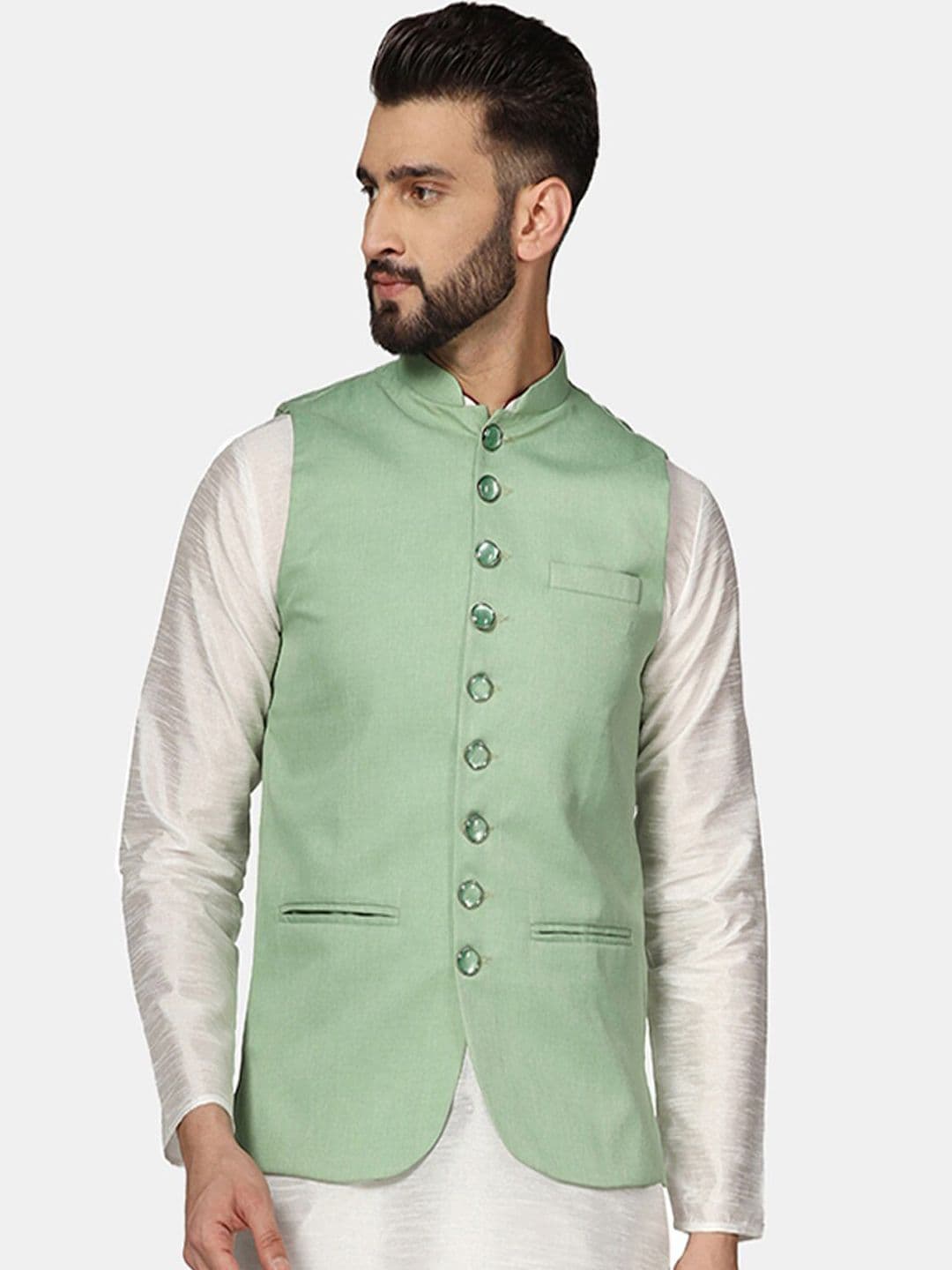 TAHVO Mandarin Collar Nehru Jacket - view 1