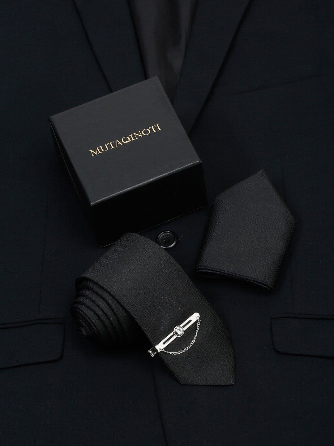 MUTAQINOTI Men Self Design Silk Accessory Gift Set - view 1