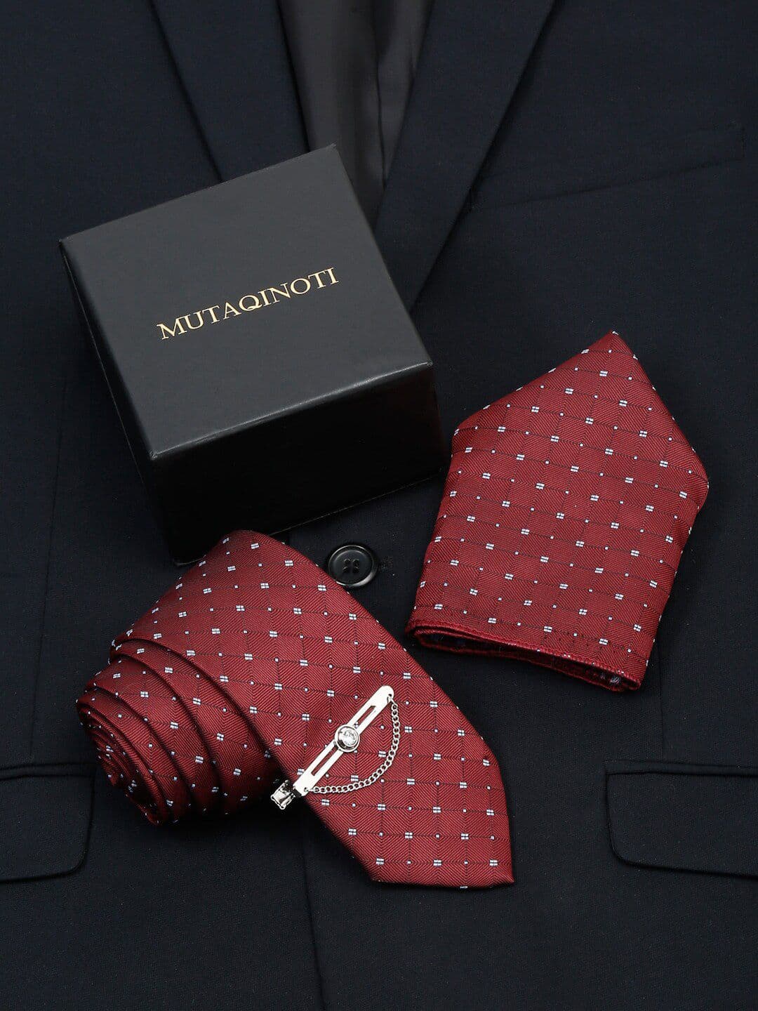 MUTAQINOTI Men Silk Necktie Accessory Gift Set - view 1