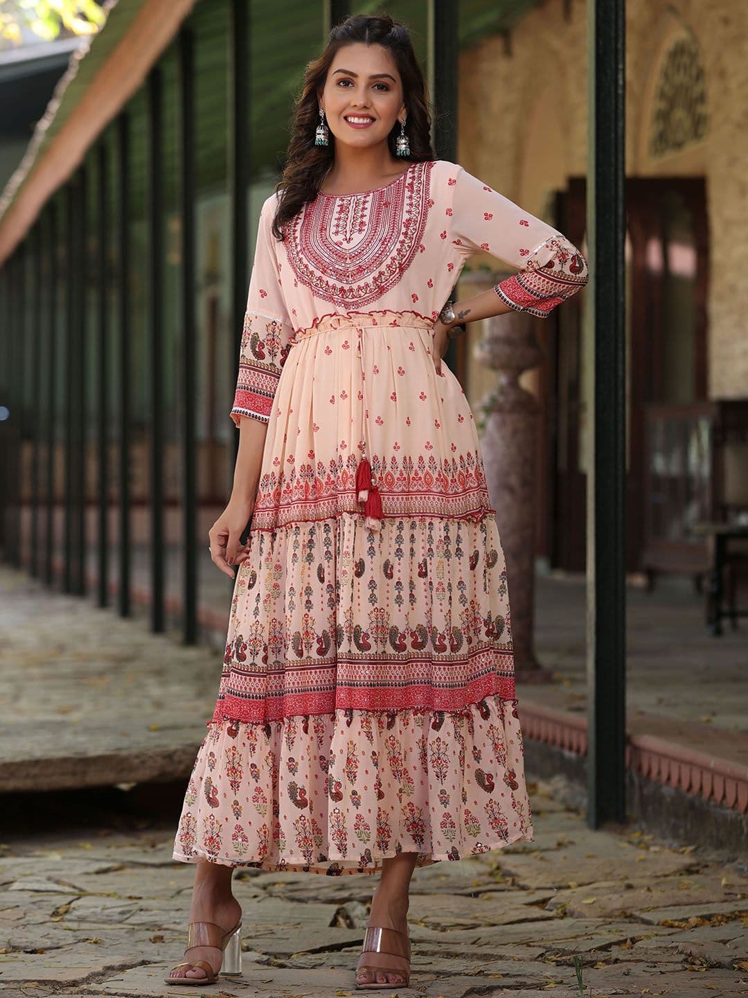 Juniper Floral Embroidered Georgette Maxi Dress - view 1