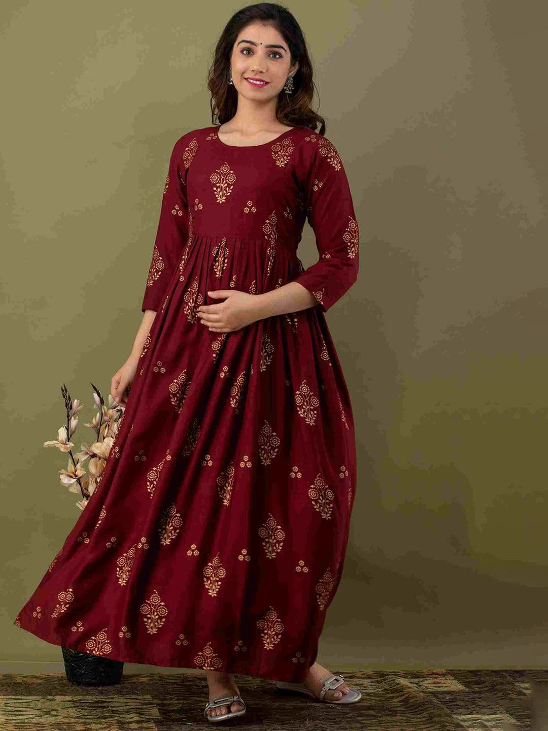 Mialo fashion Floral Printed Fit & Flare Maternity Cotton Ethnic Dress - view 1
