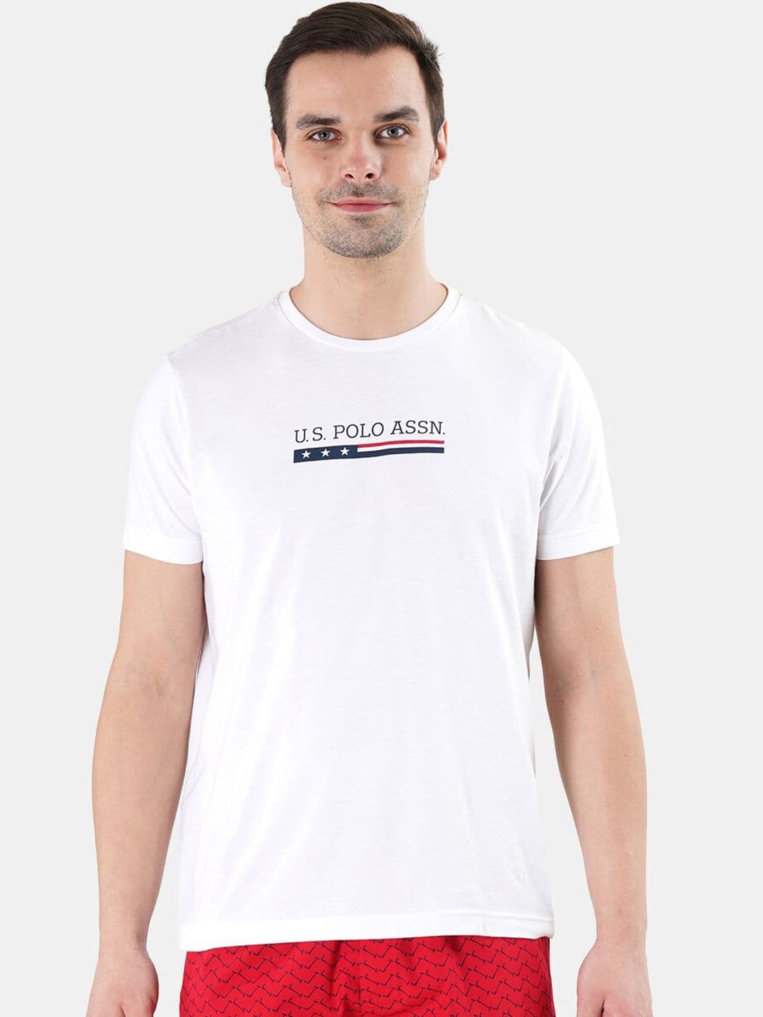 U.S. Polo Assn. Men Brand Logo Printed Pure Cotton Lightweight Lounge T-shirt - view 1