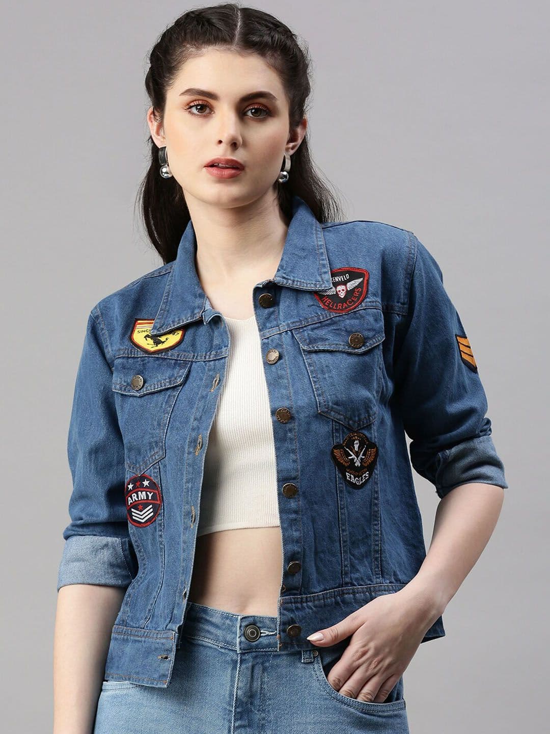 VOXATI Denim Jacket with Patchwork - view 1