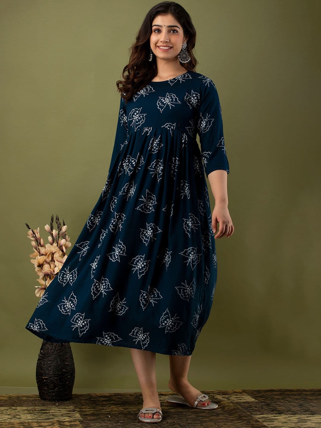 Mialo fashion Ethnic Motifs Printed Cotton Maternity Ethnic Dress - view 1