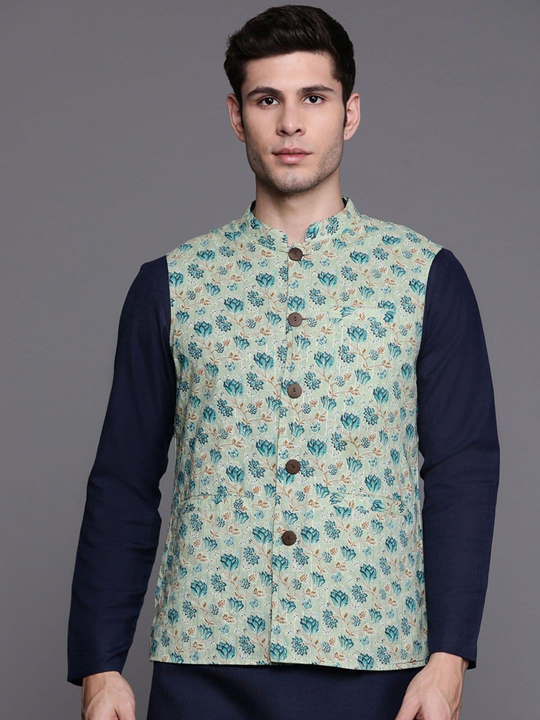 Indo Era Men Printed Nehru Jacket - view 1