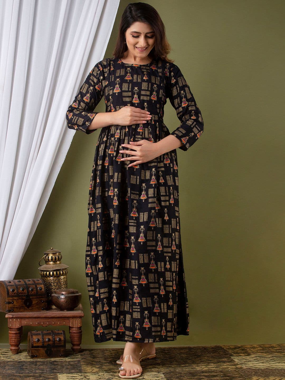 Mialo fashion Ethnic Motifs Printed Cotton Maternity Ethnic Dress - view 1