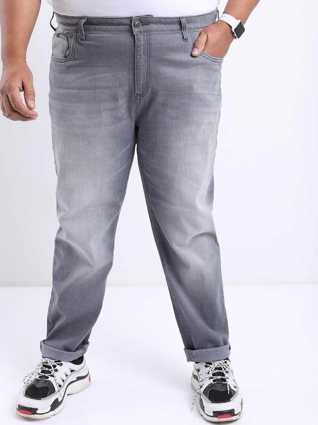 HIGHLANDER Men Plus Size Slim Fit Mildly Distressed Heavy Fade Stretchable Jeans - view 1