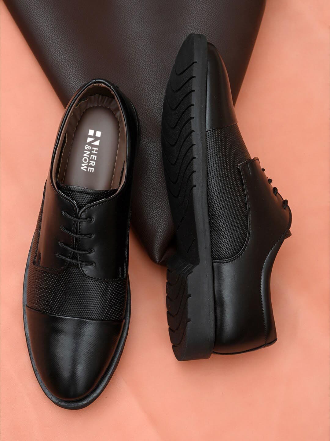 HERE&NOW Men Black Textured Formal Derbys - view 1