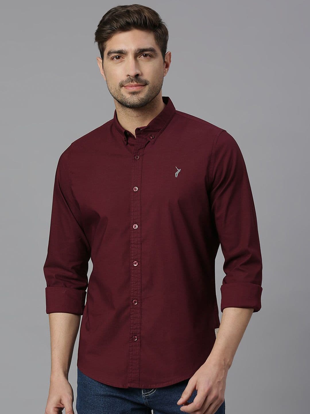 Thomas Scott Men Classic Regular Fit Long Sleeves Button Down Collar Cotton Twill Shirts - view 1