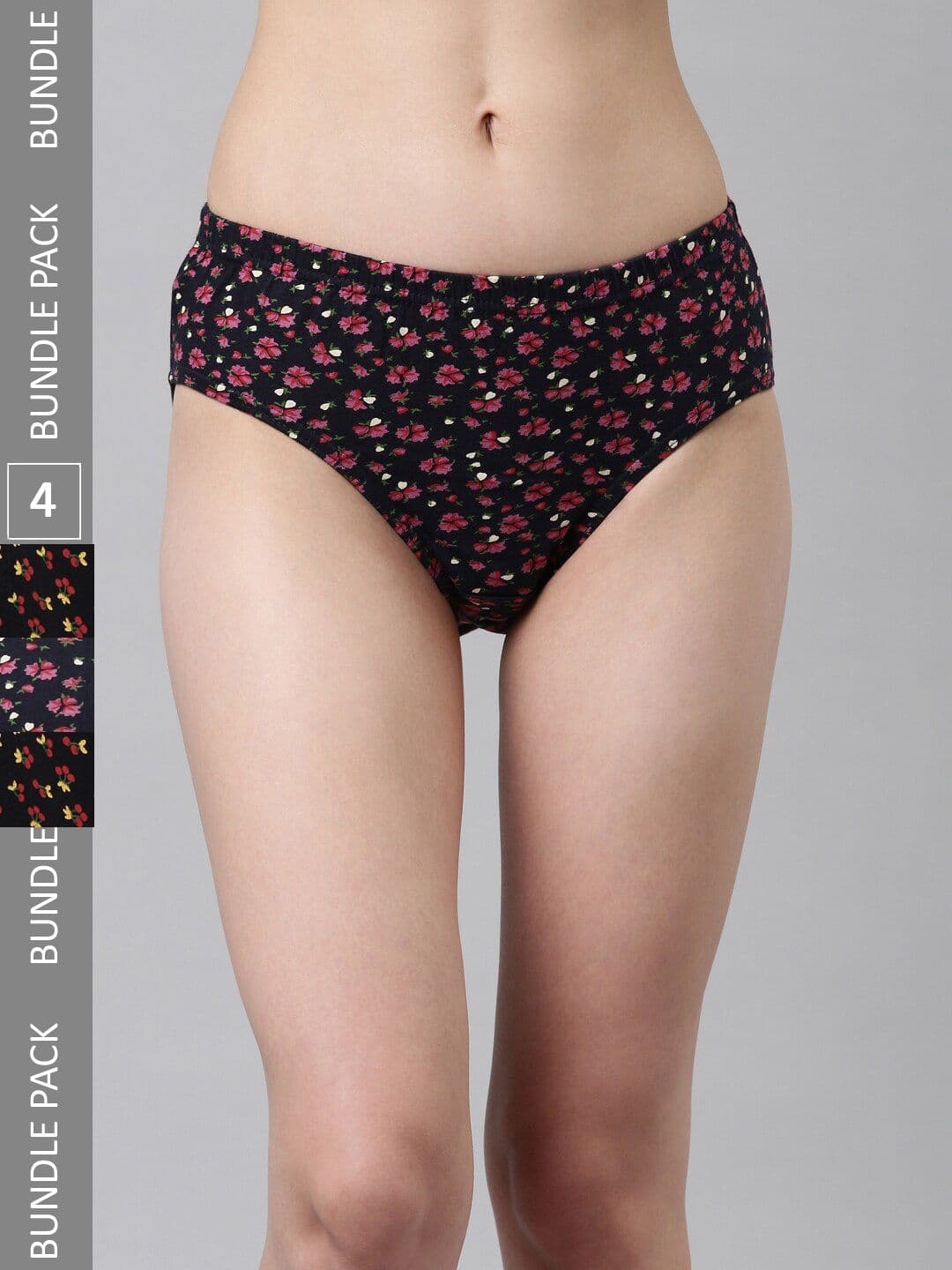 DIXCY SCOTT Slimz Pack Of 4 Assorted Printed Cotton Hipster Briefs - view 1