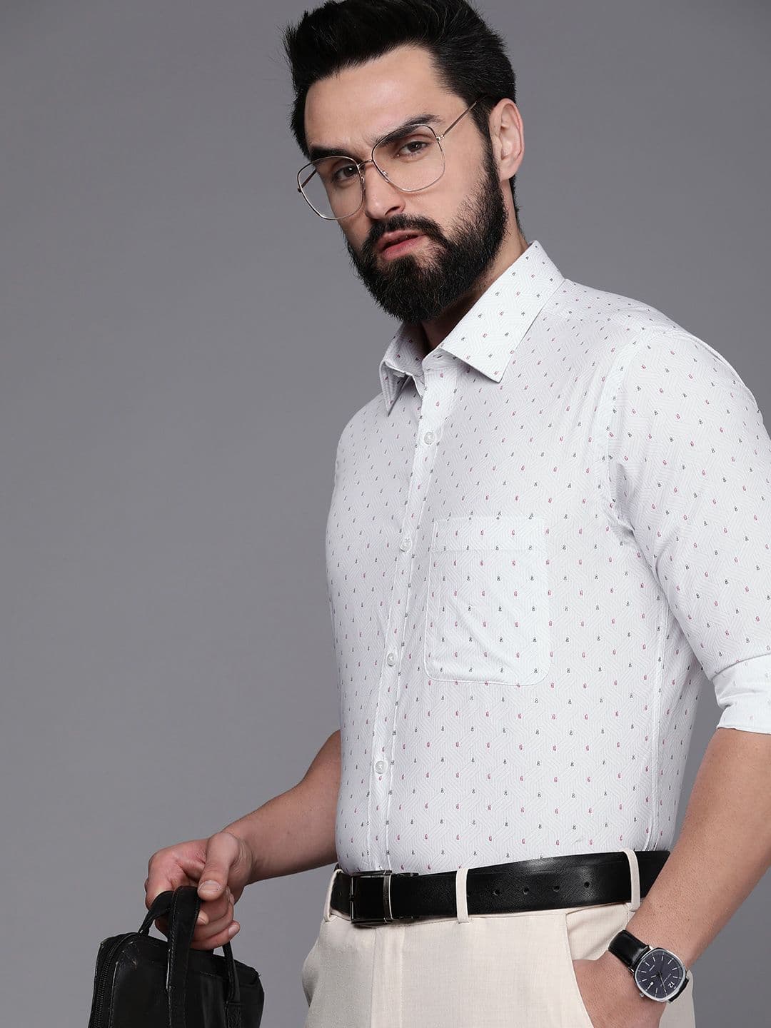 Raymond Men Slim Fit Geometric Printed Pure Cotton Formal Shirt - view 1