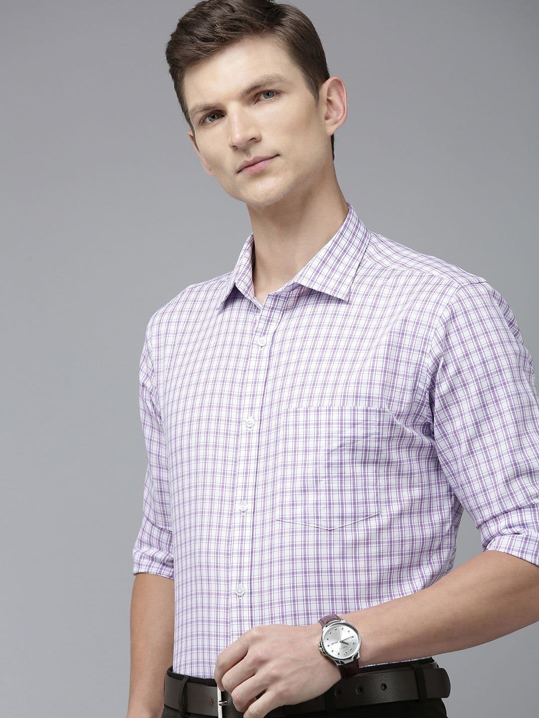Park Avenue Slim Fit Pure Cotton Checked Formal Shirt - view 1