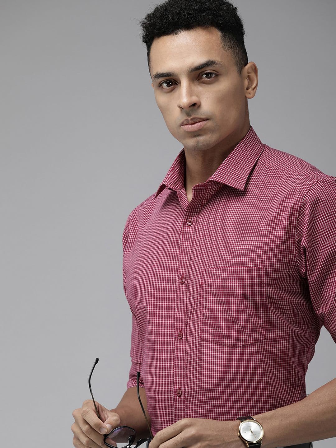 Park Avenue Pure Cotton Slim Fit Micro Checked Formal Shirt - view 1