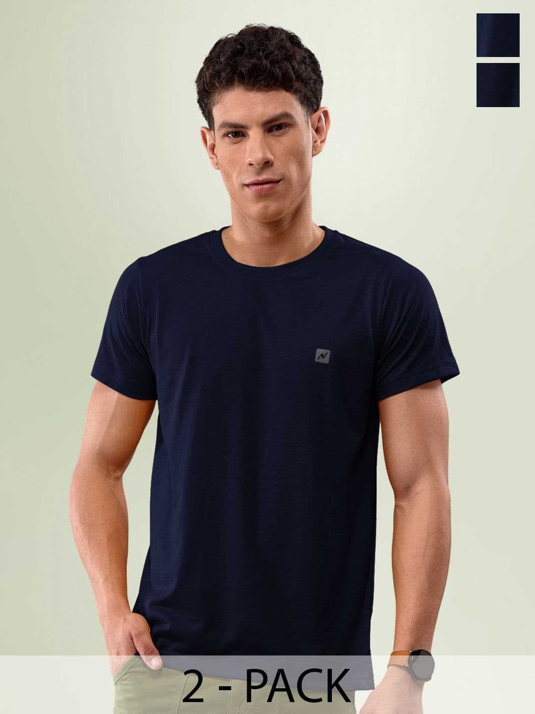 LUX NITRO Pack Of 2 Round Neck Anti Odour Regular Fit T-Shirts - view 1