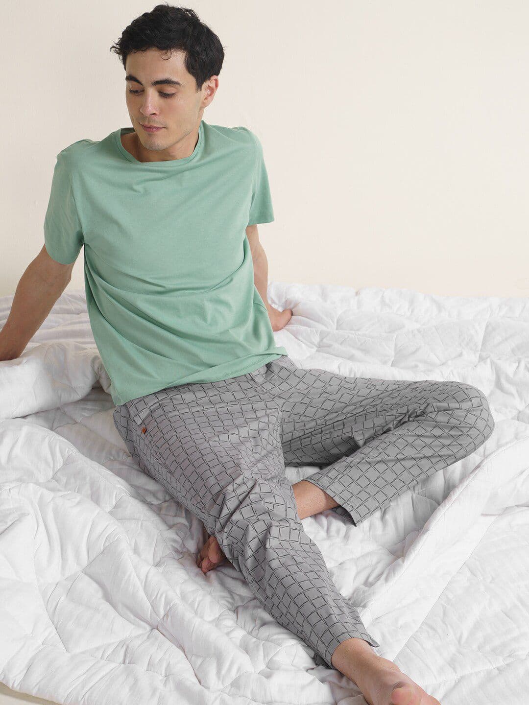 DAMENSCH Men Checked Stretch Cotton Lounge Pants - view 1