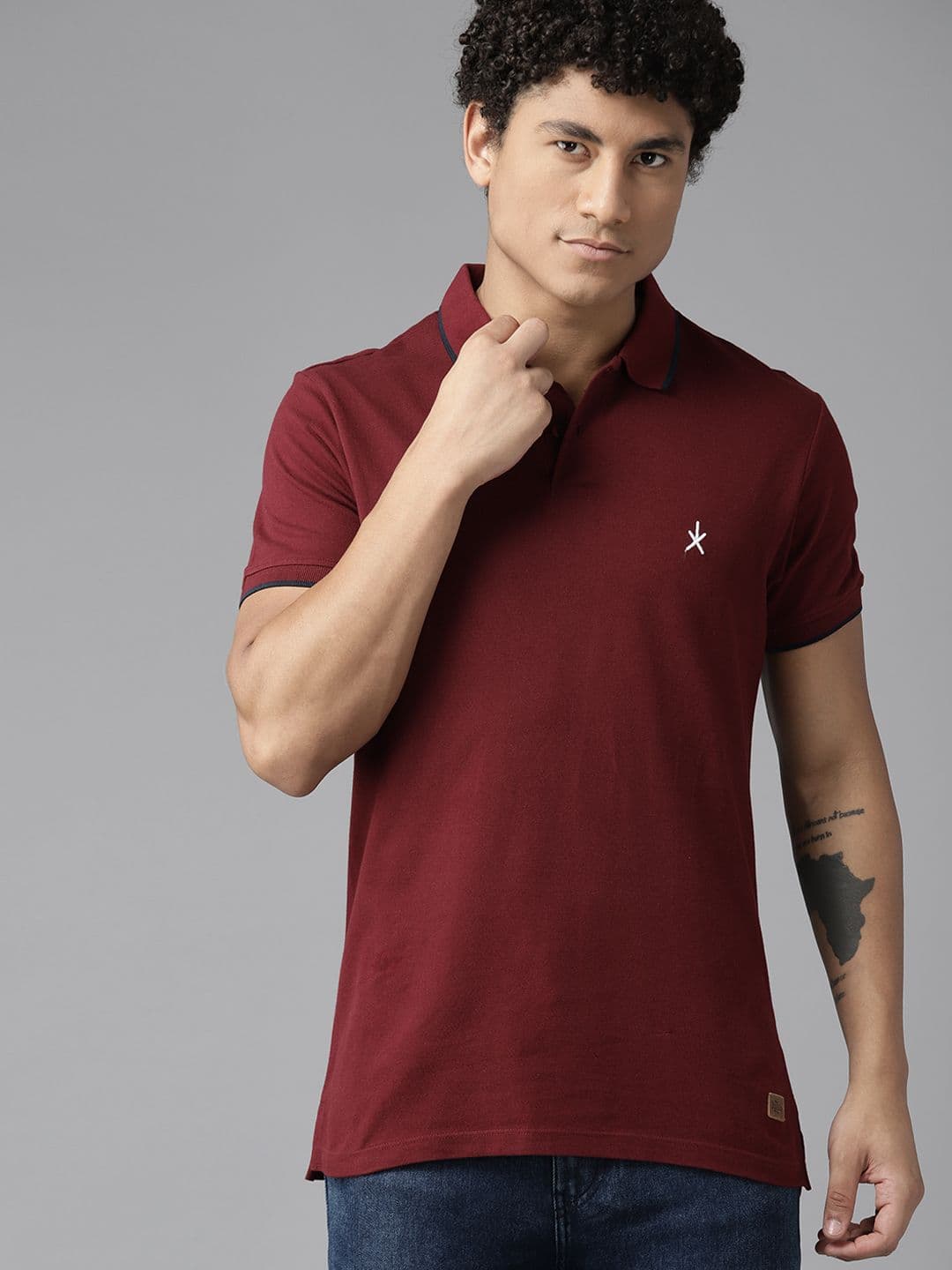 Roadster Men Polo Collar Pure Cotton T-shirt - view 1