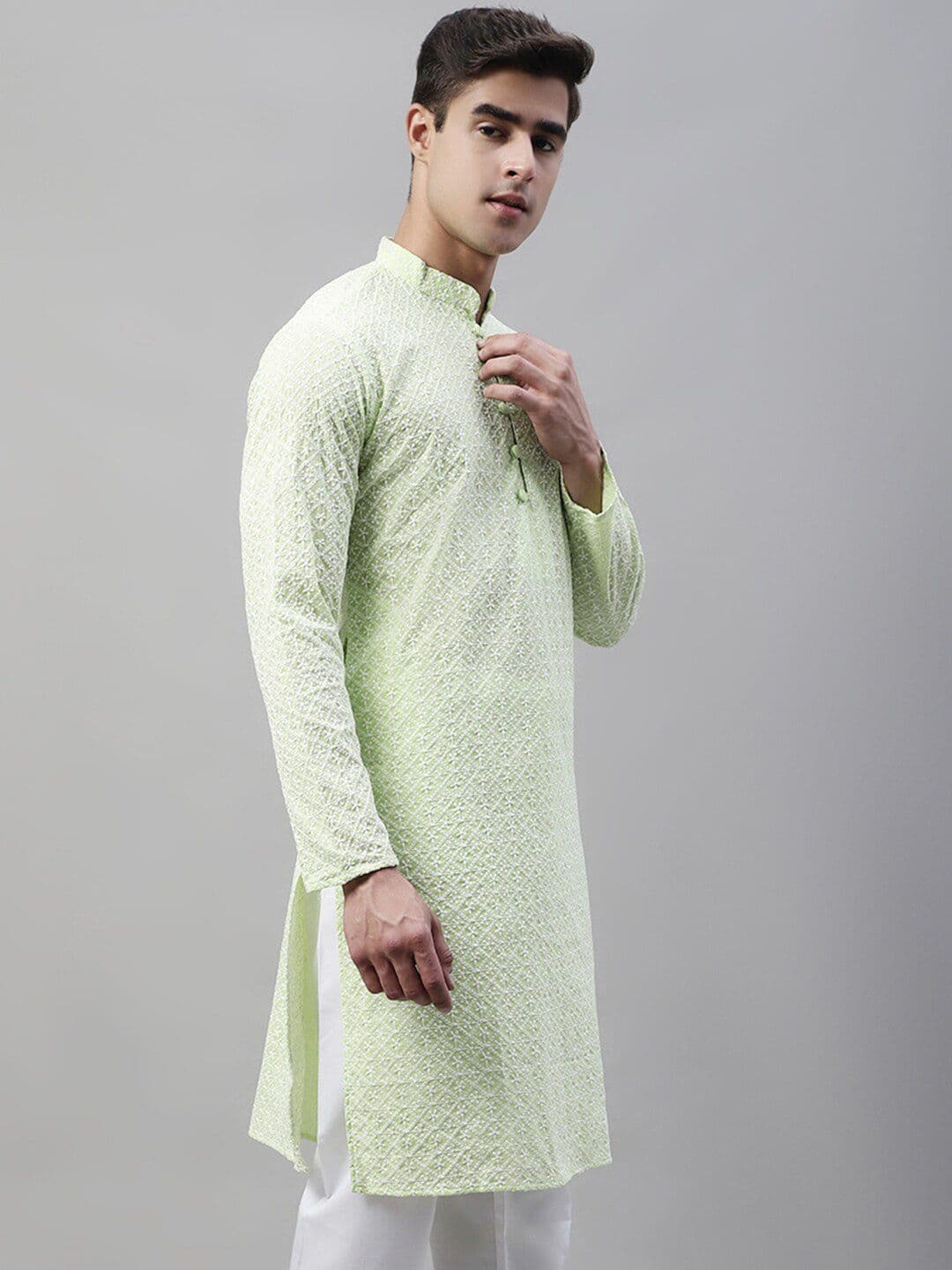 Jompers Geometric Chikankari Embroidered Pure Cotton Republic Day Republic Day Kurta - view 1