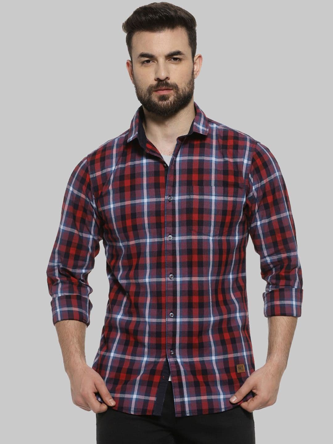 CAHOOT Red Classic Checked Cotton Casual Shirt - view 1