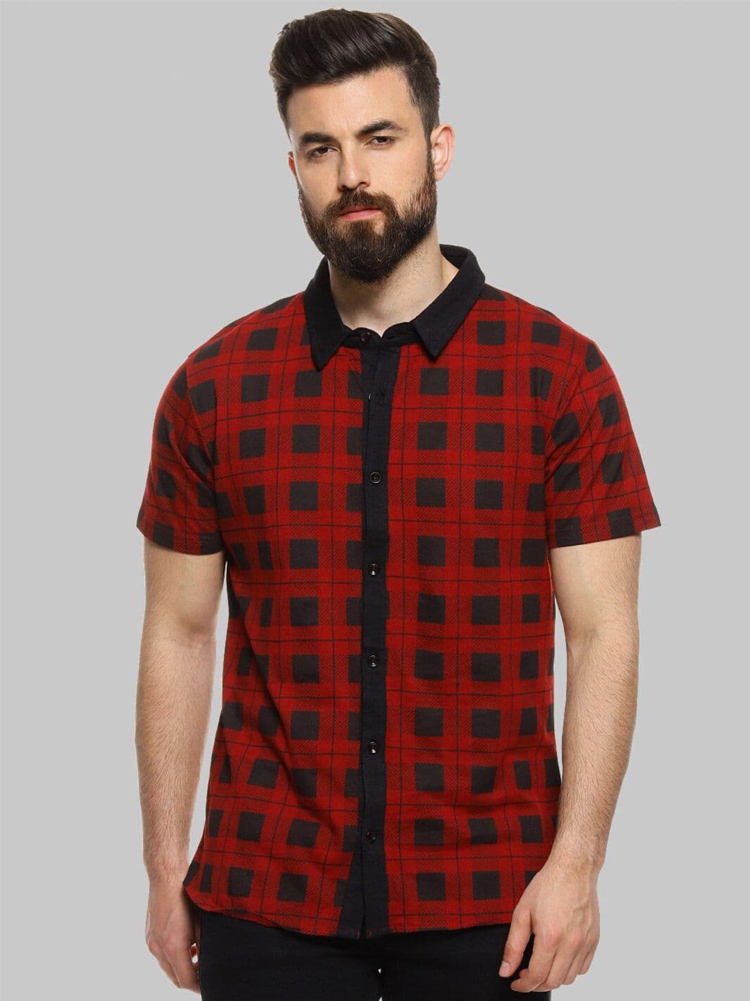 CAHOOT Red Other Checks Classic Fit Cotton Casual Shirt - view 1