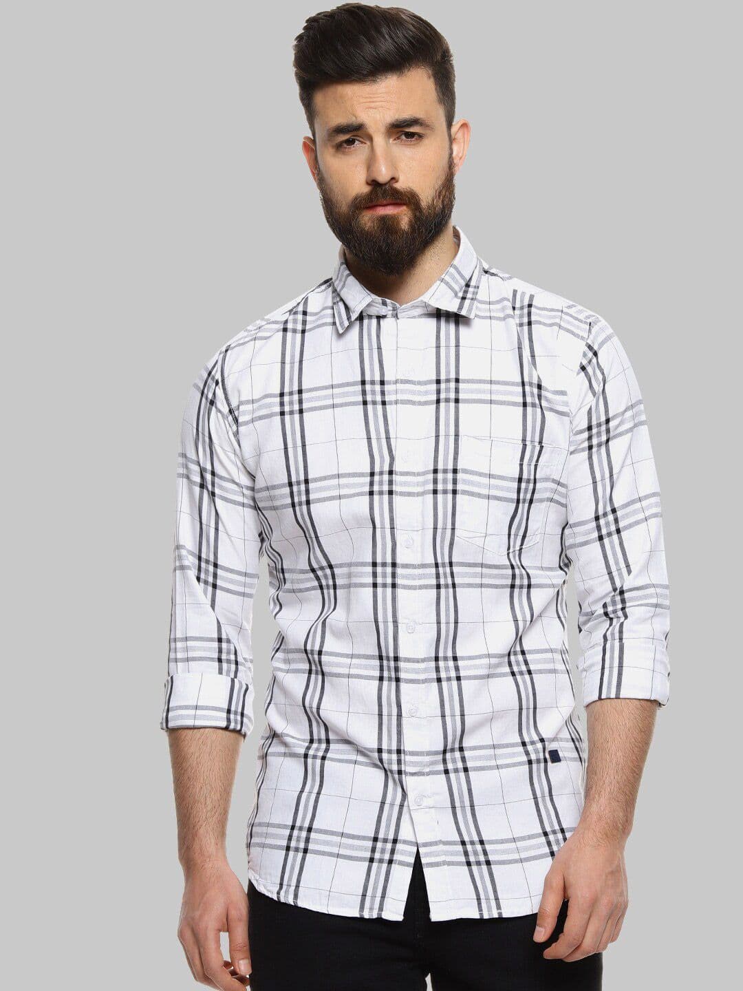 CAHOOT White Windowpane Checks Classic Fit Cotton Casual Shirt - view 1