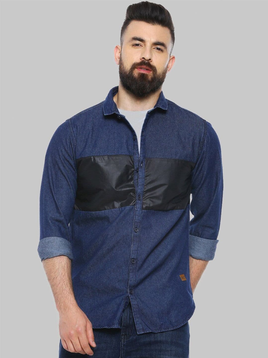CAHOOT Blue & Black Striped Classic Fit Cotton Casual Shirt - view 1