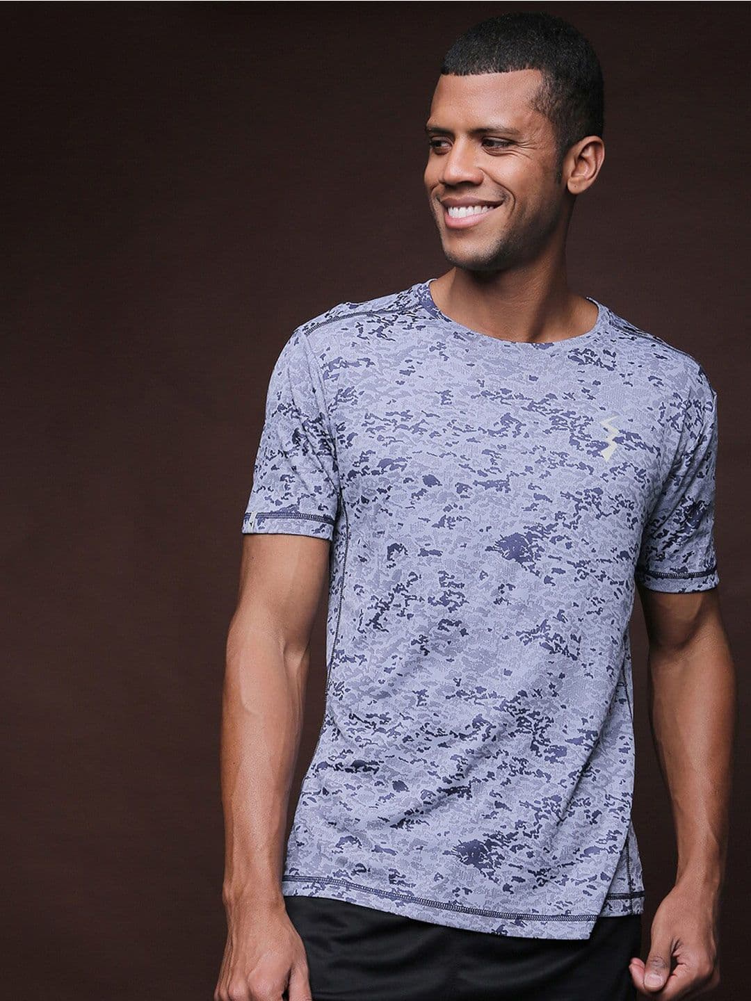 CAHOOT Blue Abstract Printed Dry-Fit T-shirt - view 1