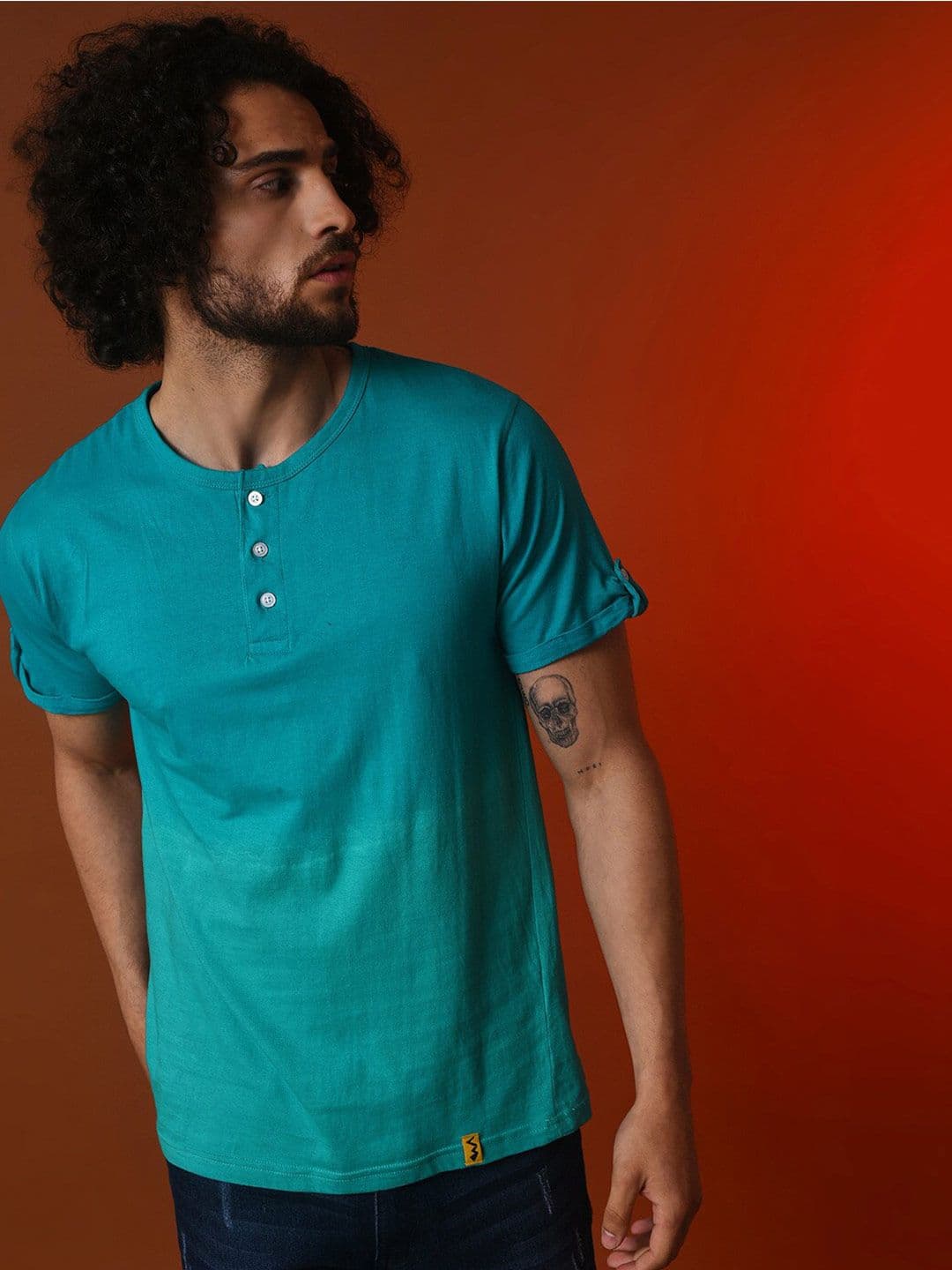 CAHOOT Henley Neck Short Sleeves Cotton T-shirt - view 1