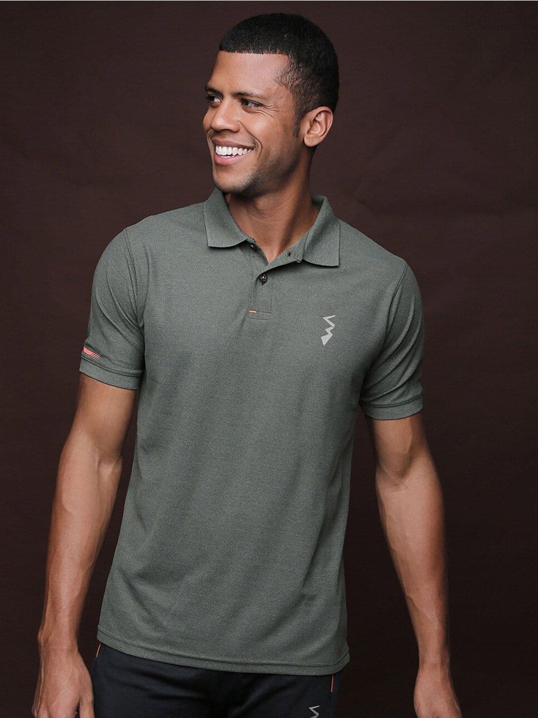 CAHOOT Olive Polo Collar Short Sleeves Running Dry Fit Sports T-shirt - view 1