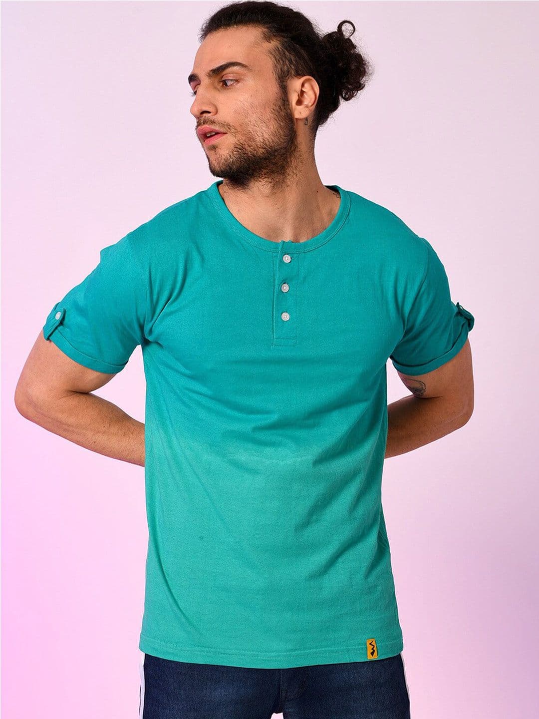 CAHOOT Henley Neck Short Sleeves Cotton T-shirt - view 1