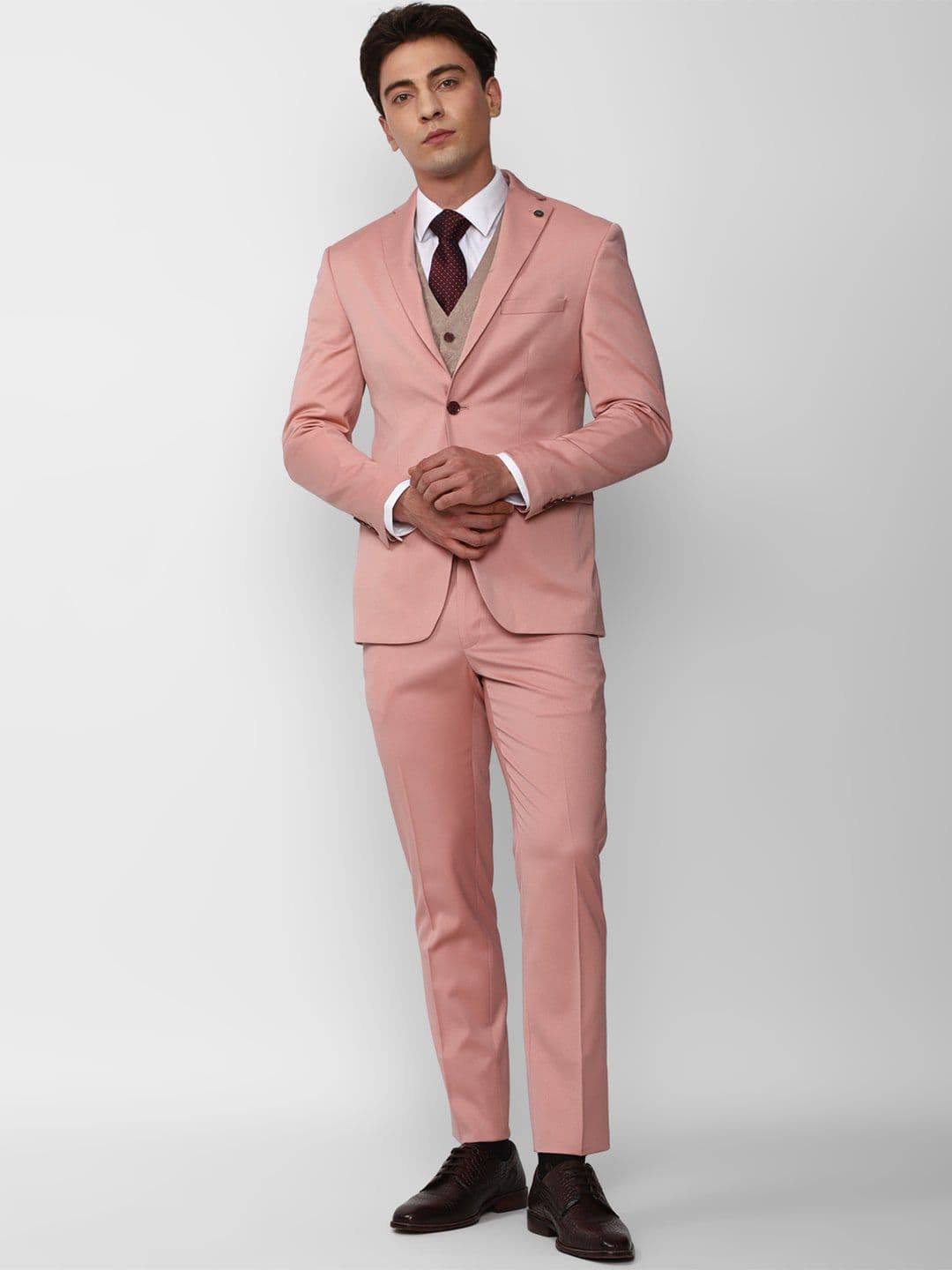 Peter England Elite Single-Breasted Slim-Fit 3-Piece Formal Suit - view 1