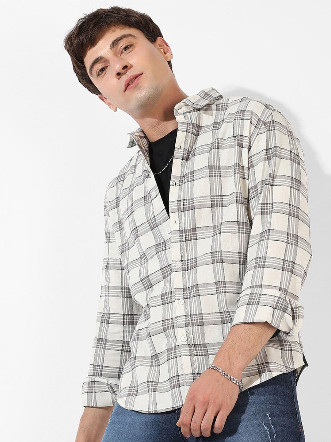 CAHOOT White Classic Checked Cotton Casual Shirt - view 1