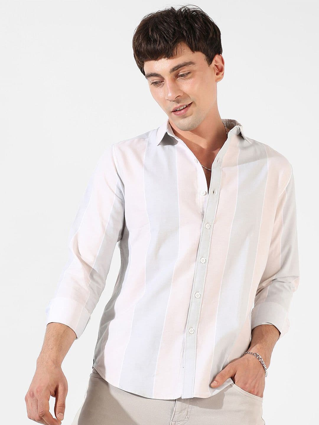 CAHOOT Blue & pink Classic Striped Cotton Casual Shirt - view 1